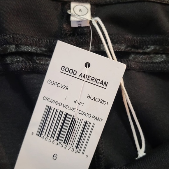 NWT GOOD AMERICAN Medium Crushed Velvet Disco Pant Black Sz 6/ 3X Plus - Picture 8 of 10